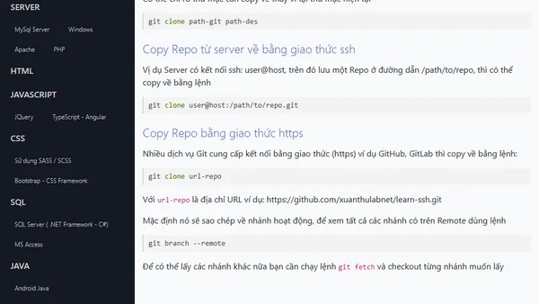 Lệnh git clone sao chép về một remote repo