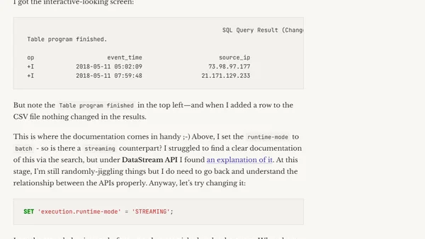Learning Apache Flink S01E04: A [Partial] Exploration of the Flink SQL Client