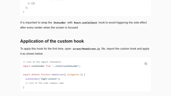 Chat app with React Native (Part 6) - Create a custom hook to change status bar styles