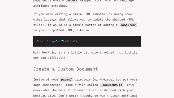 Adding a lang attribute to your Next.js site