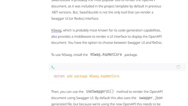 What about my API documentation now that Swashbuckle (Swagger) is no longer a dependency in ASP.NET 9