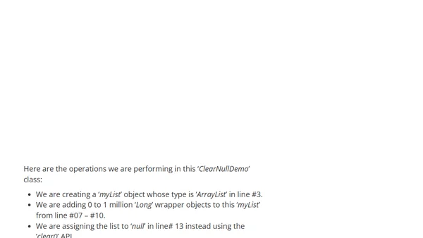Improving Java Performance: Clear Details on Java Collection ‘Clear()’ API