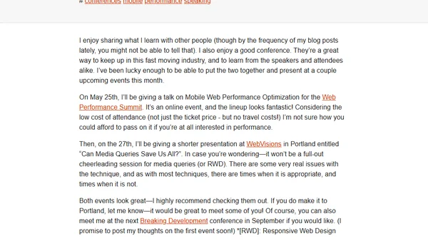 Upcoming Presentations