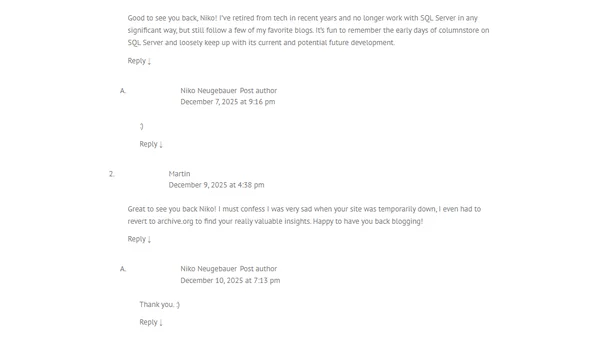 Columnstore Indexes – part 132 (“What’s missing in Columnstore indexes in the year 2026”)