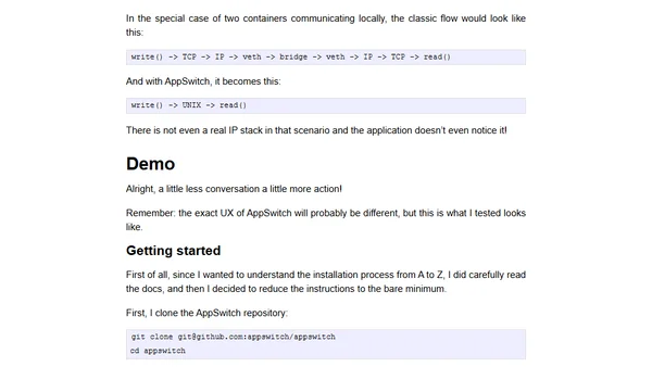 Test drive of AppSwitch, the "network stack from the future"