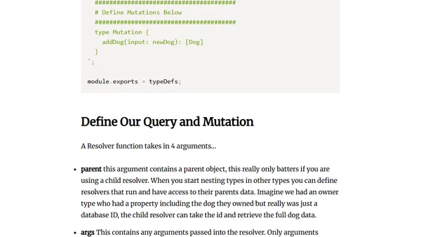 Tutorial - Writing Your First GraphQL API