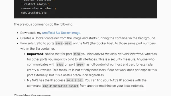 Running Sia on a Synology NAS via Docker