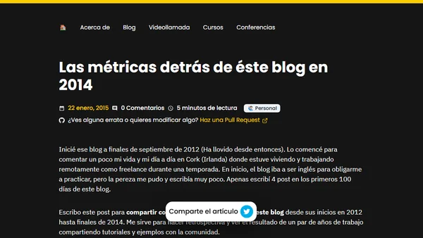 Las métricas detrás de éste blog en 2014