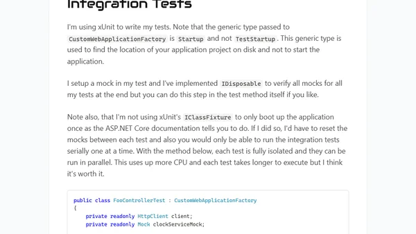 ASP.NET Core Integration Testing & Mocking using Moq