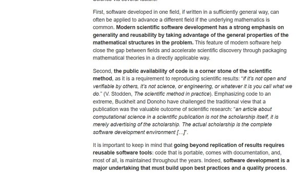 Publishing scientific software matters