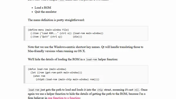 CHIP-8 in Common Lisp: Menus