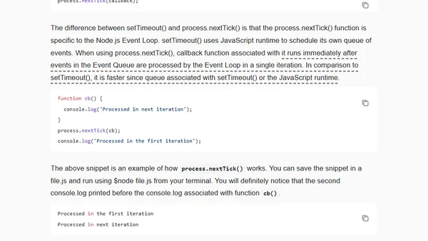How process.nextTick() works in Node.js?