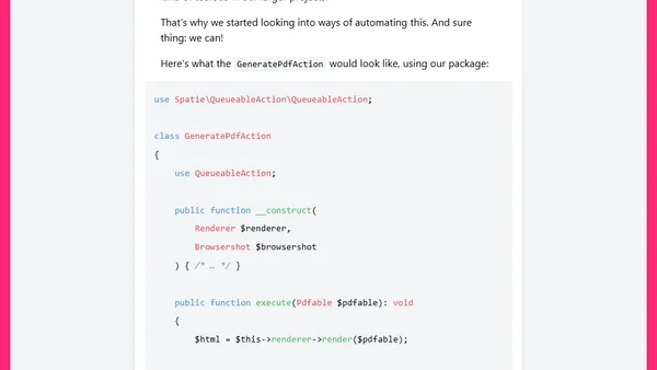 Queueable actions in Laravel