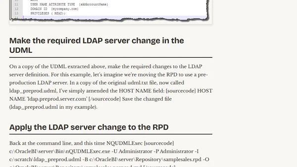 Changing LDAP settings in an OBIEE RPD with UDML