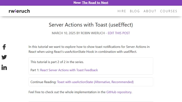 Server Actions with Toast (useEffect)