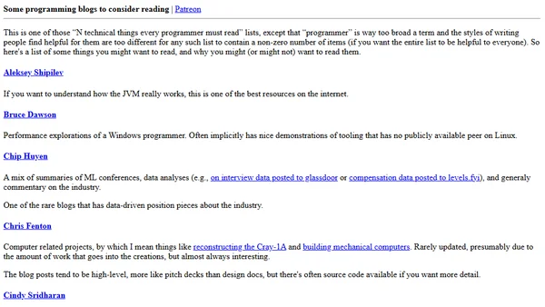 Some programming blogs to consider reading