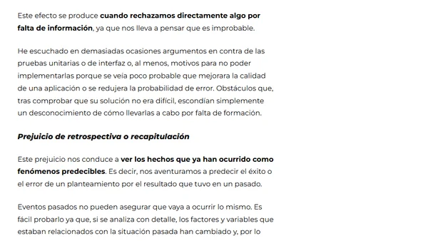 Cómo afectan los sesgos cognitivos al desarrollo de software