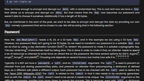 Encrypt data with a password in Go