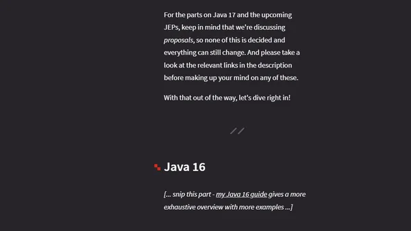 Java 16 Rundown, First Of Java 17 - Inside Java Newscast #1