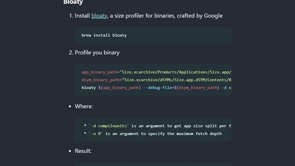 Profiling app size on iOS
