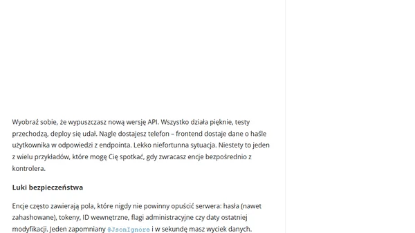 Co to jest DTO i czym różni się od encji w Spring Boot?