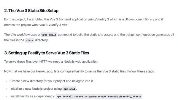 Deploying a Fastify & Vue 3 Static Site to Heroku