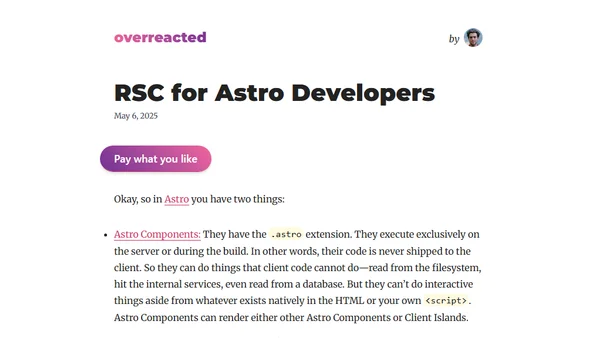RSC for Astro Developers