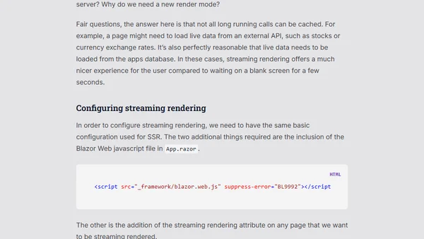 Blazor in .NET 8: Server-side and Streaming Rendering