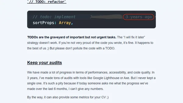 Lessons Learned by Maintaining a Large Codebase
