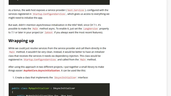 Asynchronous initialization in ASP.NET Core, revisited