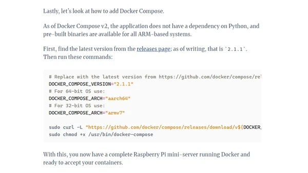 Docker and Docker Compose on Raspberry Pi OS
