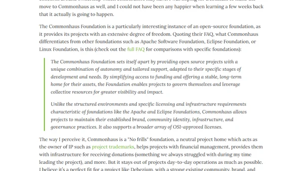 Thoughts On Moving Debezium to the Commonhaus Foundation