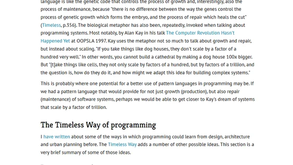 The Timeless Way of Programming