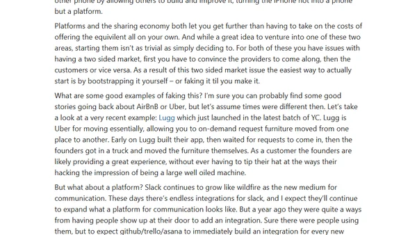 Seeding a sharing-economy or platform company