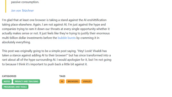 “Keep Browsing Human”: Vivaldi’s Stand Against AI in Browsers