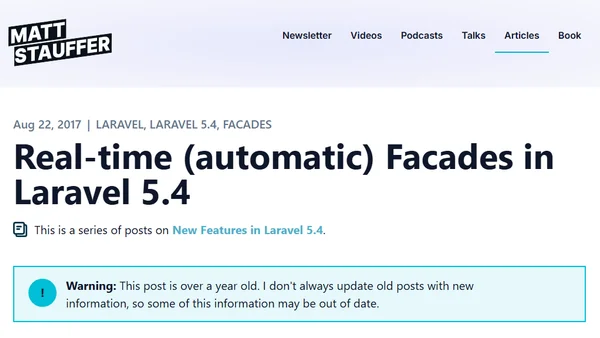 Real-time (automatic) Facades in Laravel 5.4