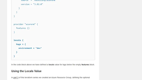 Azure Terraform: Part 8 –  Terraform Locals