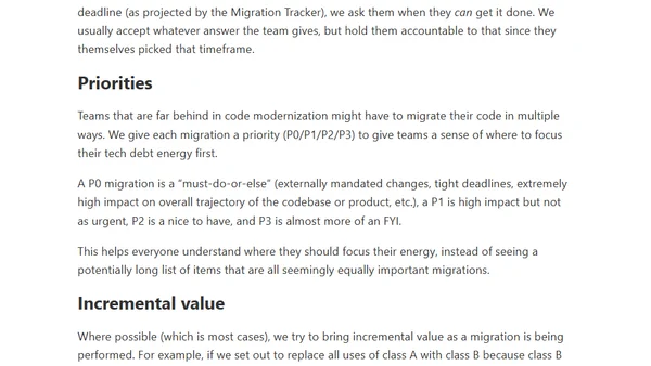 Migration strategies in large codebases