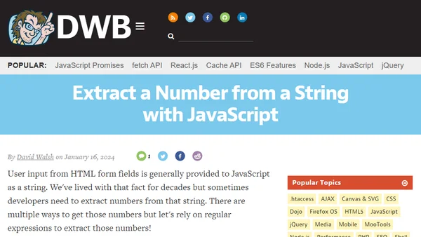 Extract a Number from a String with JavaScript