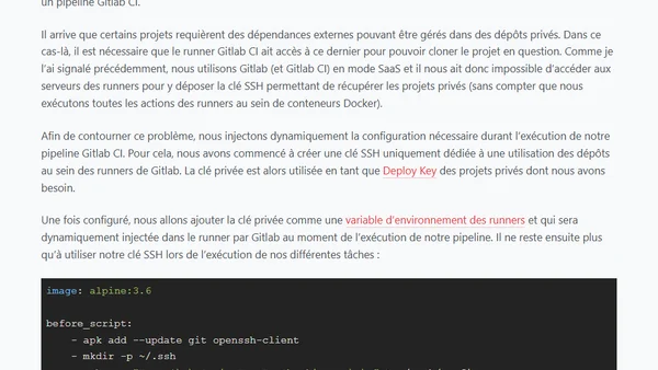 Cloner des projets privés dans un runner Gitlab CI