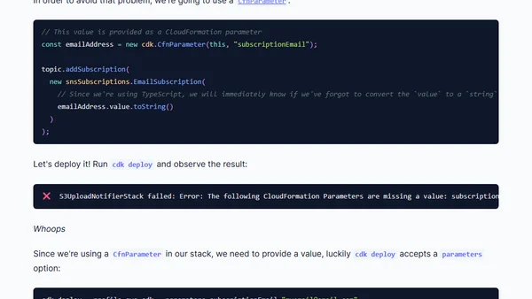 Build a file upload email subscription with CDK, S3 and SNS