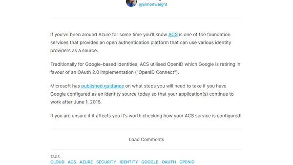 Google OpenID and Azure ACS - Time to update!