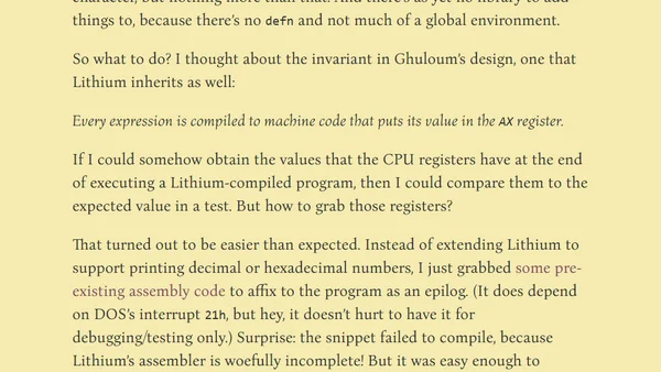 Testing a compiler that can’t even print stuff out