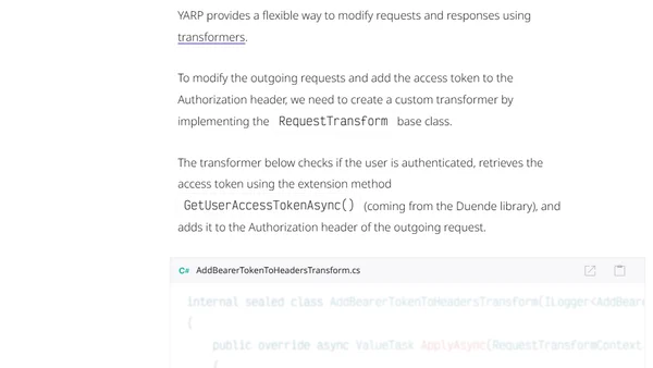 Forwarding authenticated calls to a downstream API using YARP