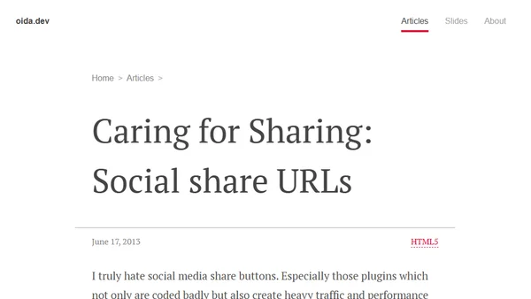Caring for Sharing: Social share URLs