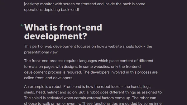 Front-end and Back-end Development