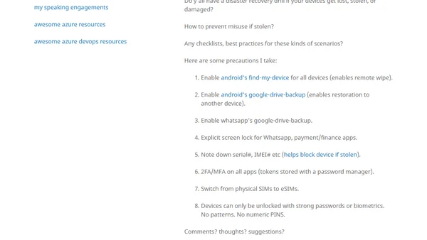 Preparing for device loss