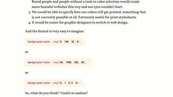 CMYK colors in CSS: Useful or useless?