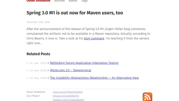 Spring 3.0 M1 is out now for Maven users, too