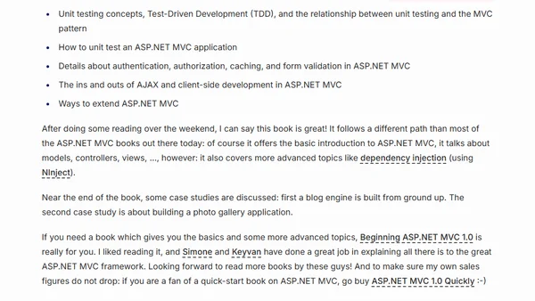 Book review: Beginning ASP.NET MVC 1.0